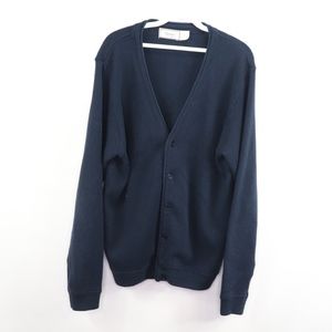 90s Mens Medium Button Up Cardigan Sweater Blue